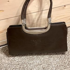 Prada Vintage Satchel Purse, Brown Leather